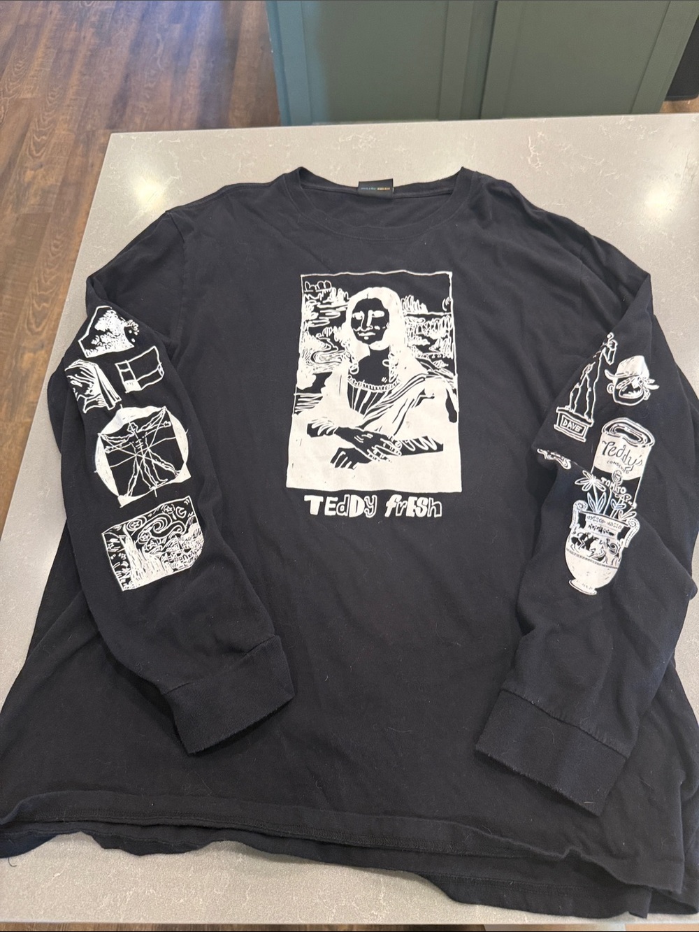 Teddy Fresh Black Long Sleeve Tee with White Graphic Art